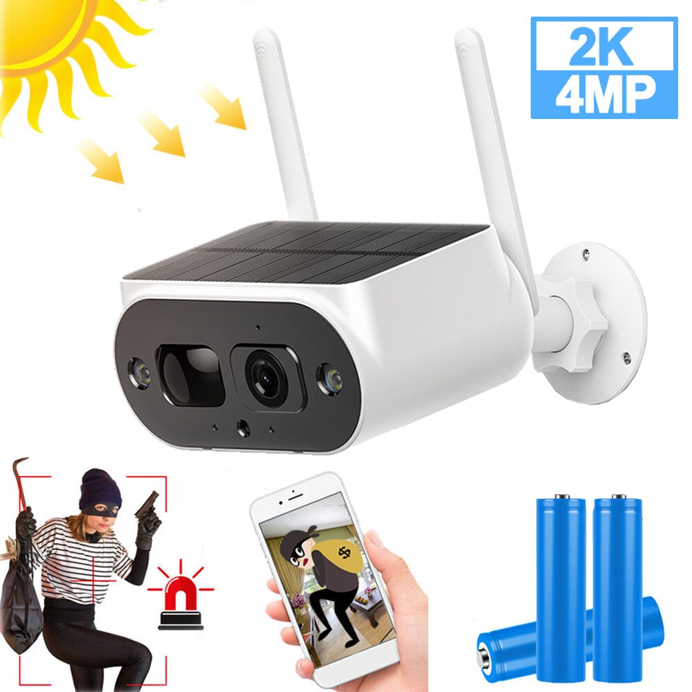 Solar Battery Powered Wireless Security Camera System 4MP WiFi IP Cam Outdoor