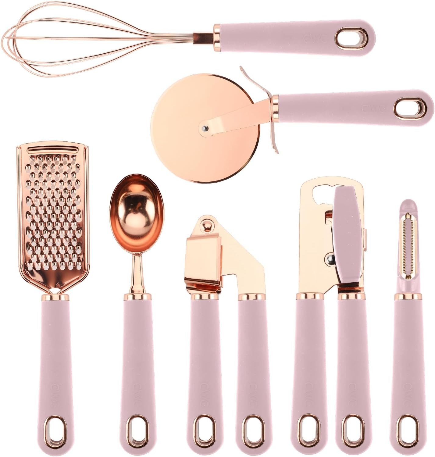 Kitchen Gadget Set 7 Pieces Copper Plated Stainless Steel Soft Touch Handles