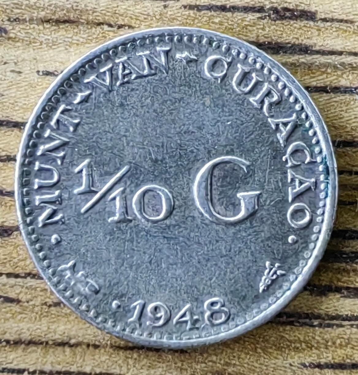 Moneda de plata de Curazao 1/10 Gulden 1948
