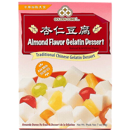 Golden Coins Almond Flavor Gelatin Dessert Mix 7 oz ( Pack of 12 )~01/2027