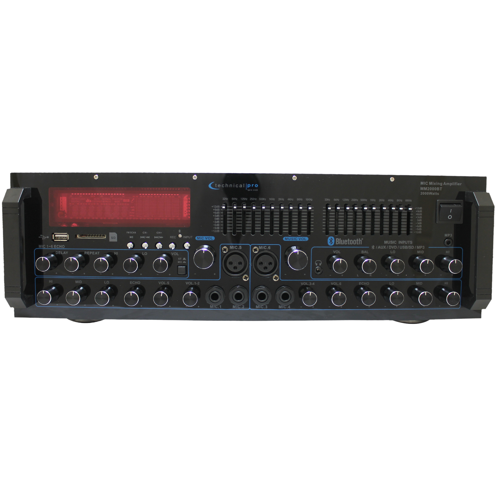 Professional Mixer and Amplifier with Built-in Bluetooth with Effects and EQ