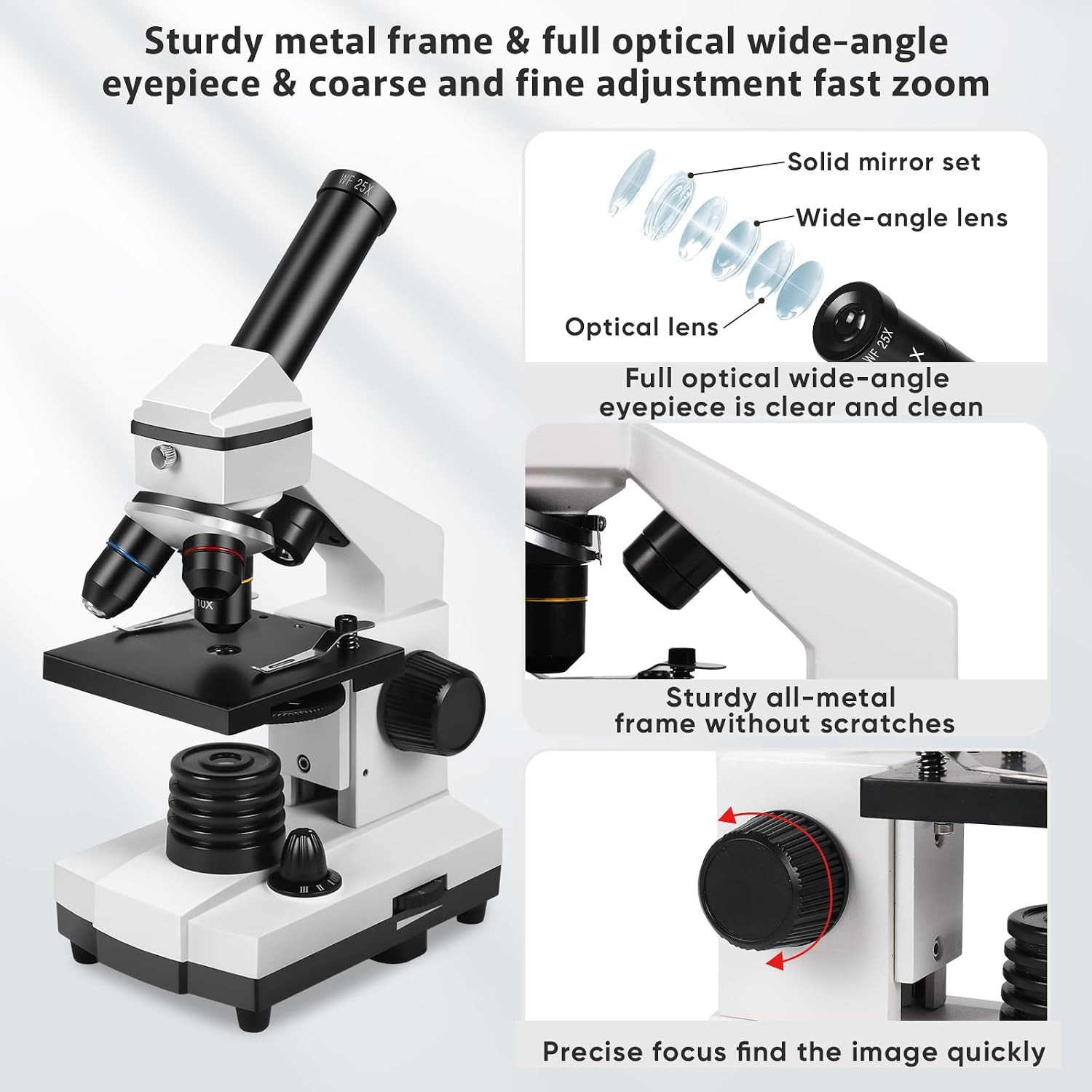 Microscope for Adults Professional:Compound Microscope for Kids 8-12,100X-2000X