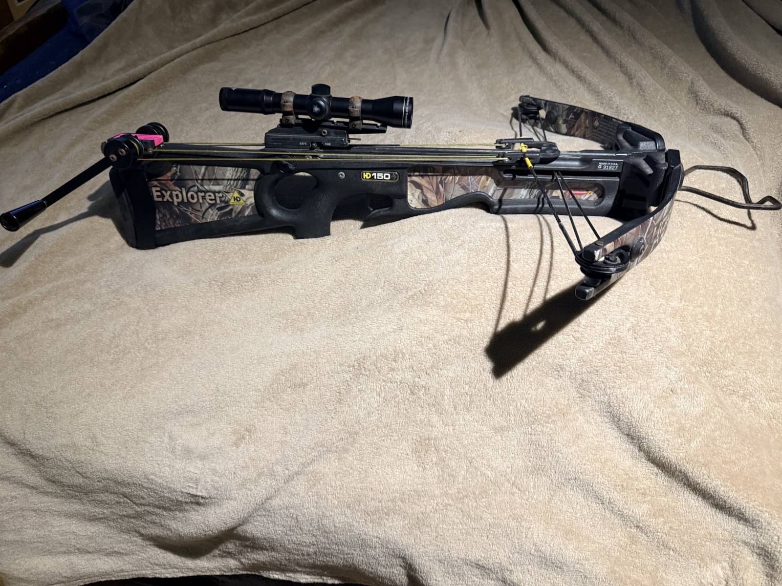 Explorer HD150 Camouflage Crossbow w/ Scope, 150lb Draw, 275 FPS, Ambi