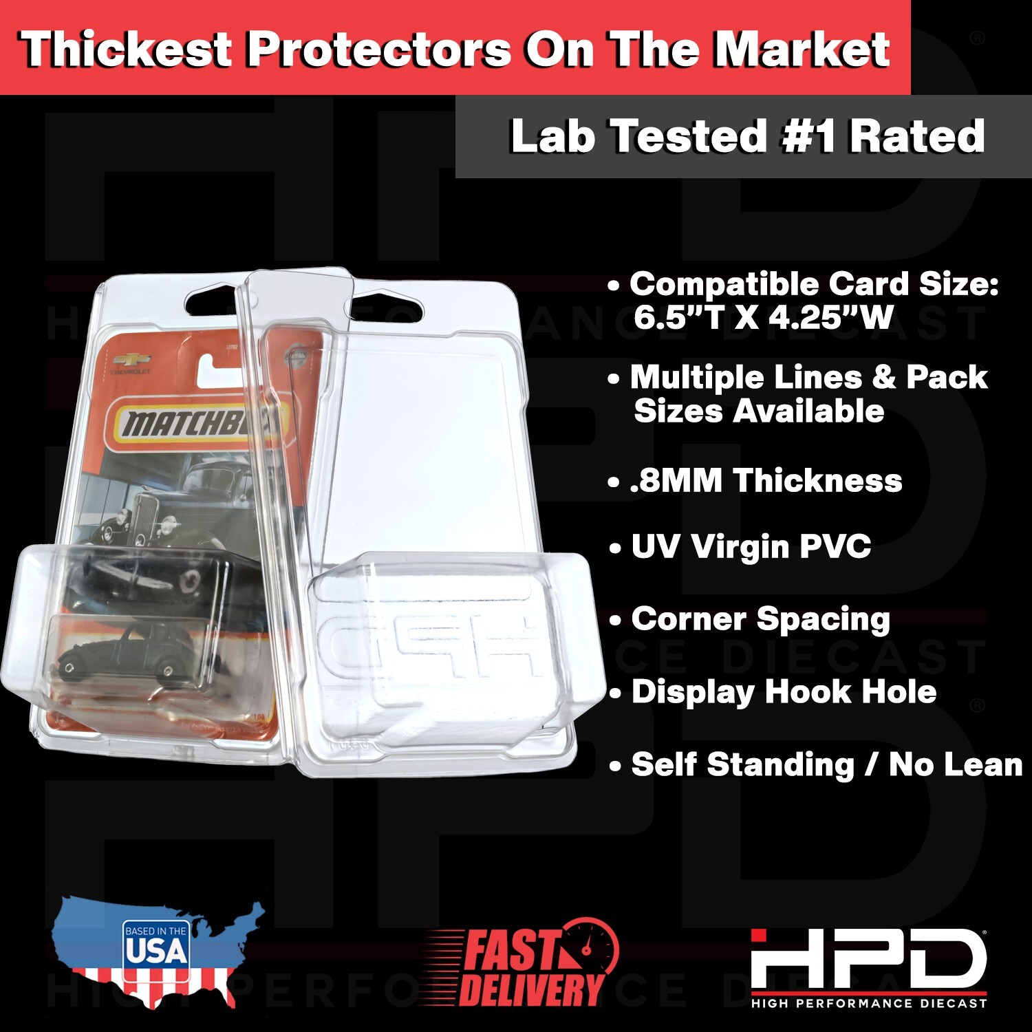 1 SINGLE HPD PROTECTOR CASE (MAINLINE) HOT WHEELS & MATCHBOX .8MM HEAVY DUTY