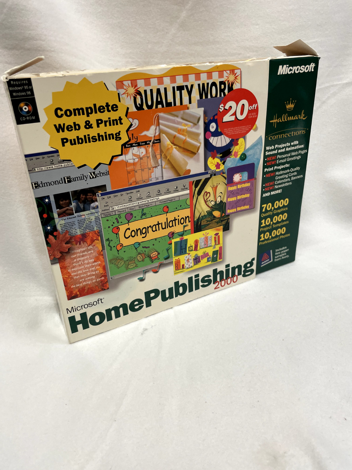 Microsoft Home Publishing 2000 Graphics Hallmark Connections 3 CD W Box & Manual