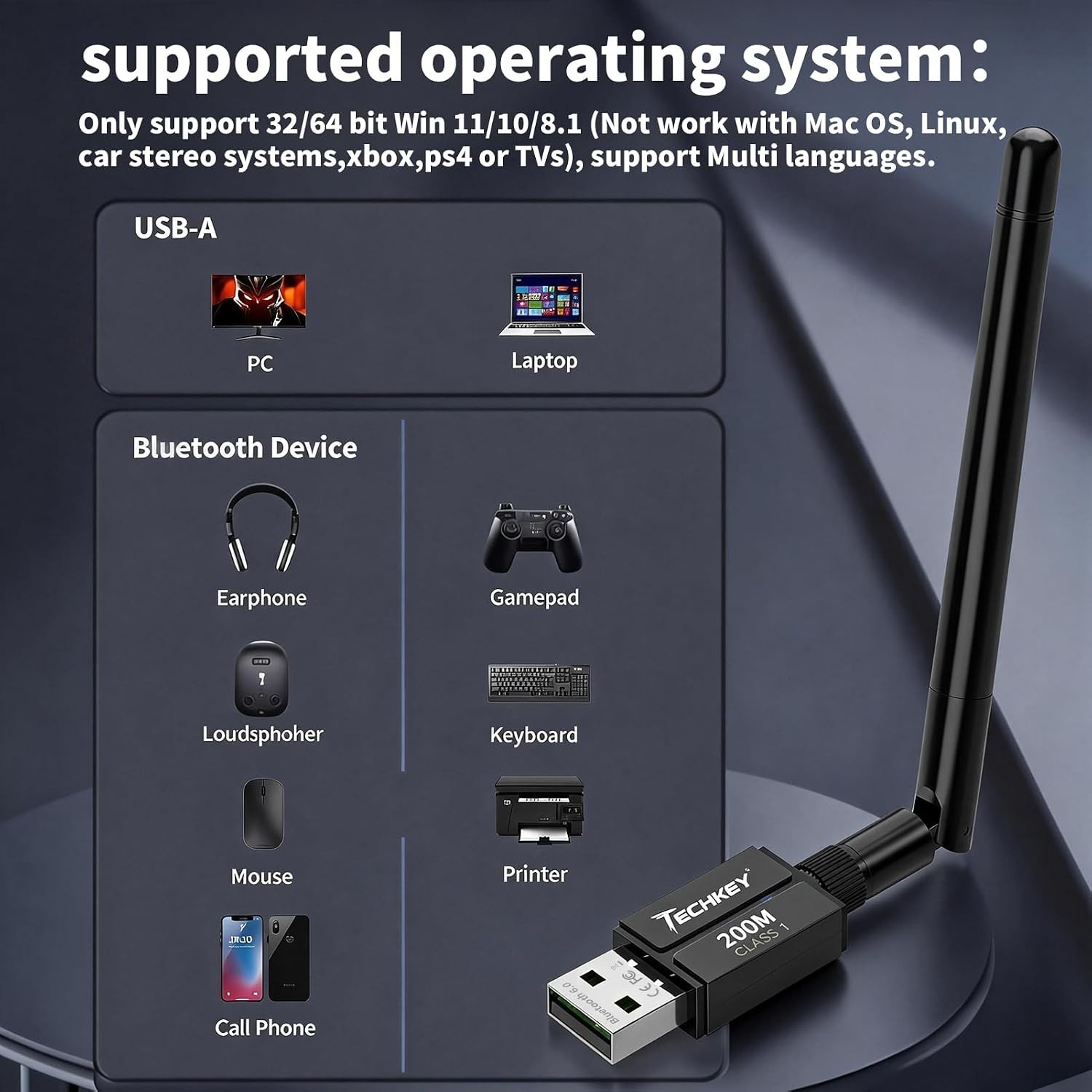 USB Bluetooth 6.0 Adapter for Desktop PC: Plug & Play 600FT Long Range Wireless.