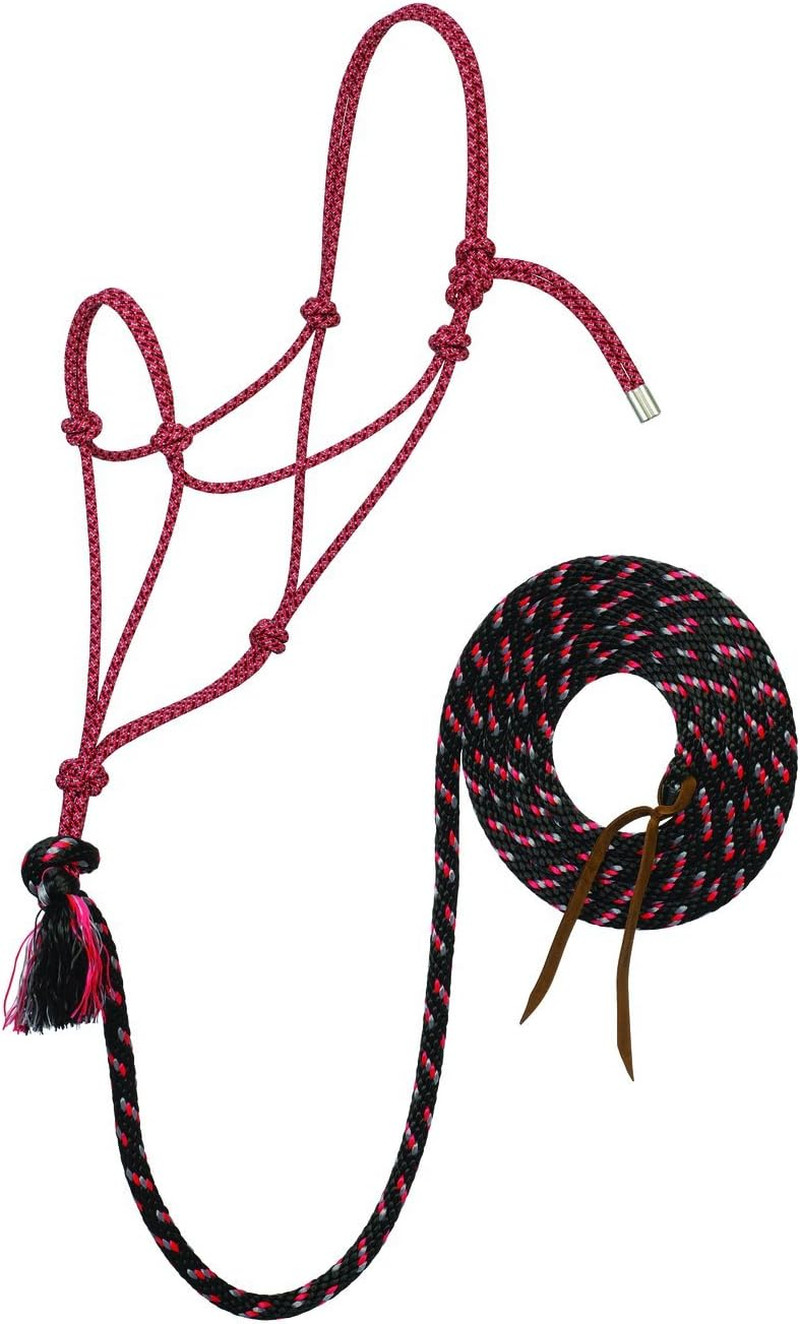 Weaver Leather  No. 95 Rope Halter with 12' Lead, Average, Black/Gray/Red,35-952