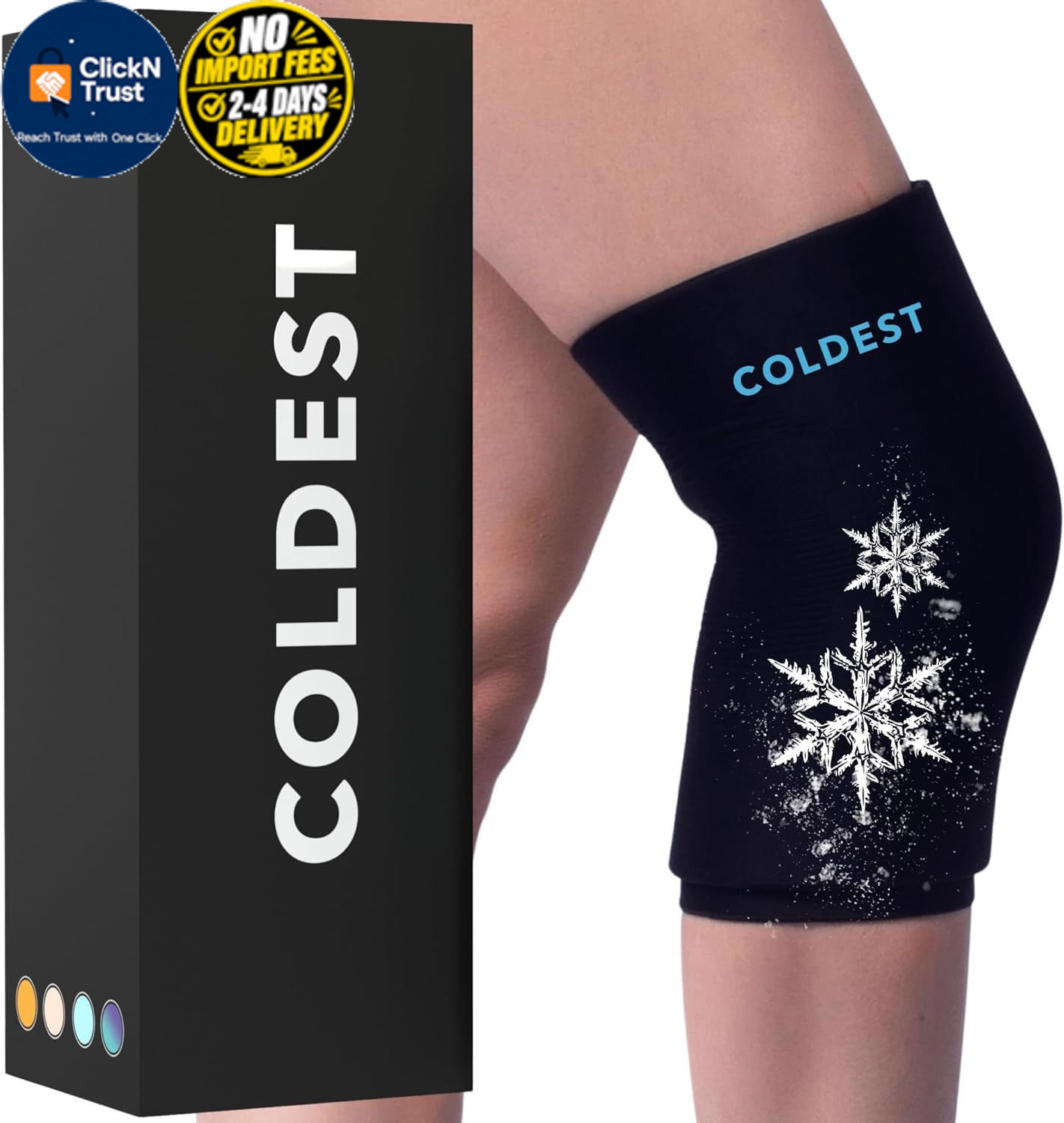 Coldest Knee Ice Pack 360 - Pain Relief Compression, Small, black