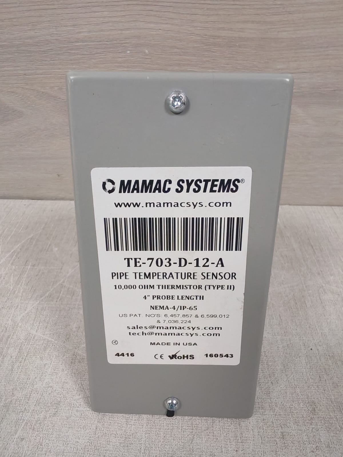 MAMAC SYSTEMS TE-703-D-12-A PIPE TEMPERATURE SENSOR-NEW WITHOUT BOX