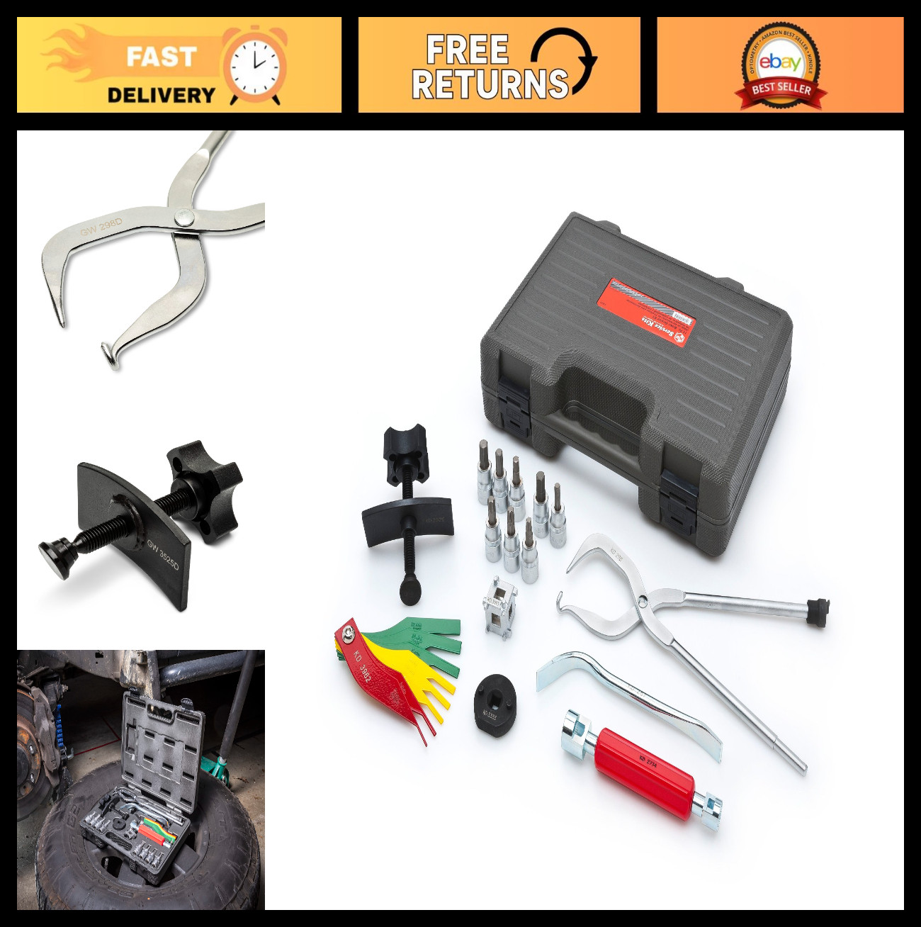 15 Pc Brake Service Tool Set - Professional Auto Repair Kit for Brake Maintenanc