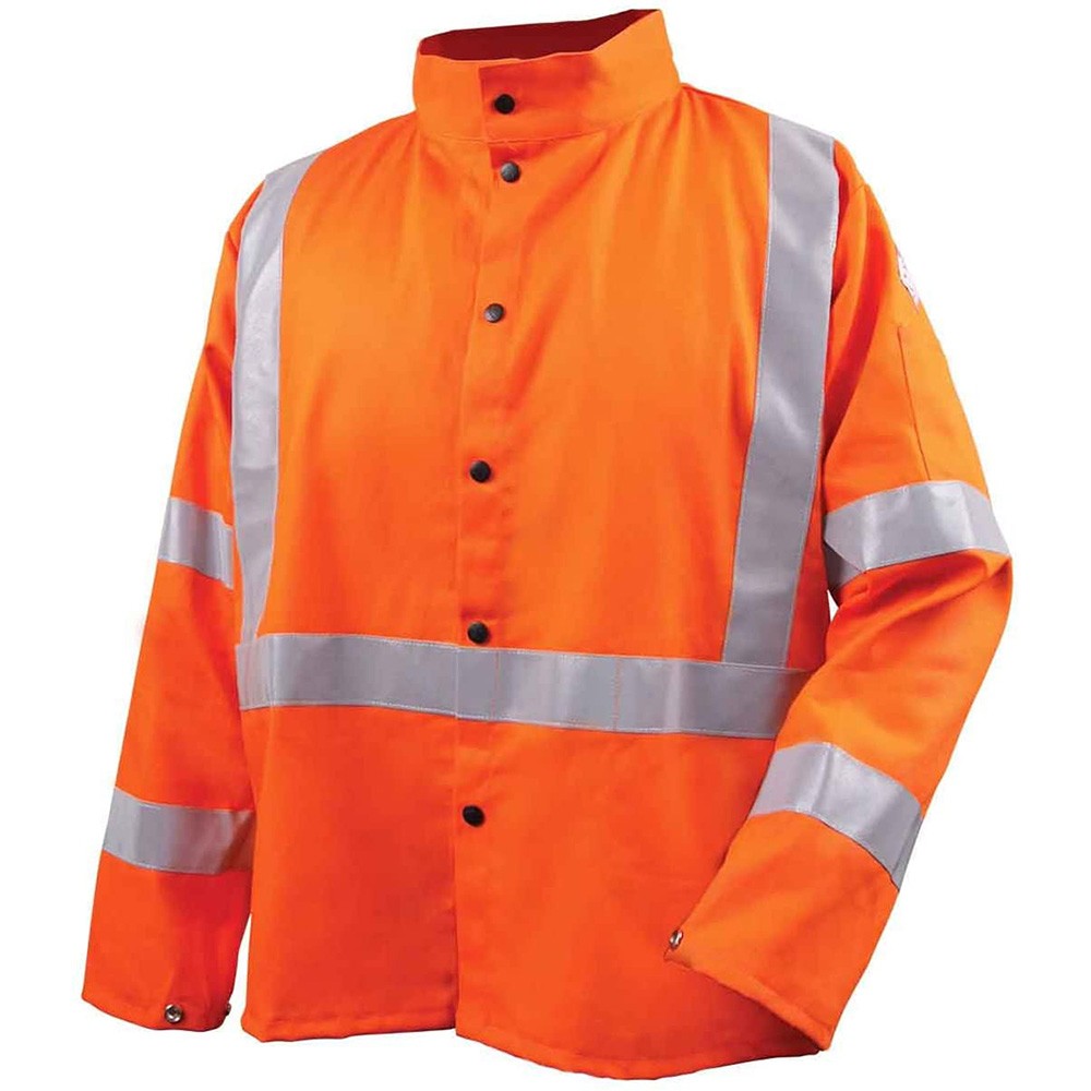 Black Stallion JF1012-OR-5XL Flame Resistant Safety Welding Jacket Hi-Vis 5XL