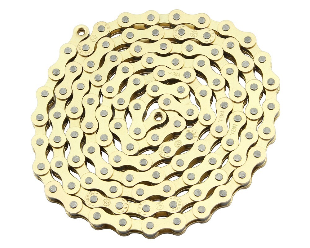 YBN ALTA BMX 1/SPEED BICYCLE STEEL CHAIN 1/2 X 1/8 X 112 GOLD.