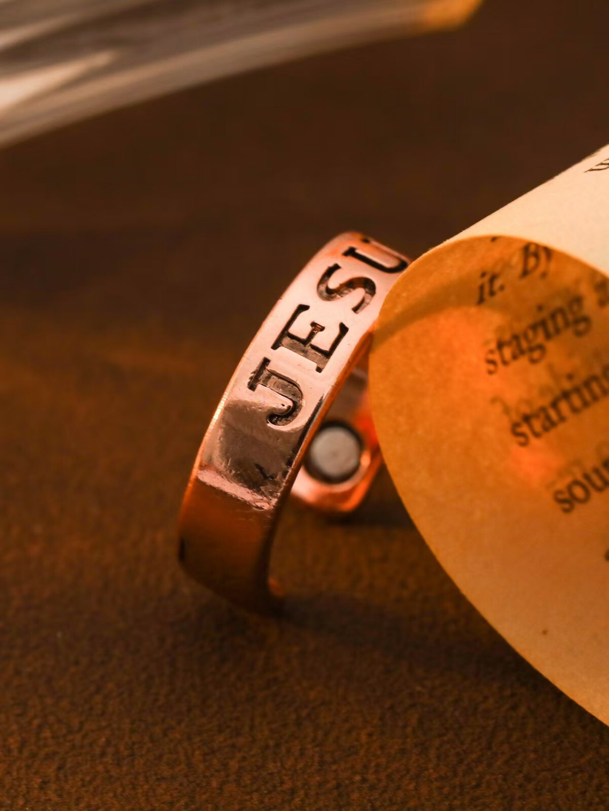 Pure Copper Magnetic Ring Arthritis adjustable Copper Ring Jesus Christ Ring