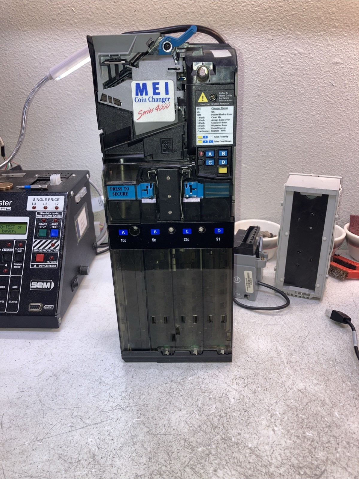 MARS MEI VN4510 MDB 24V 4 Tube Coin Mech. Completely Rebuilt With $1.00 Tube
