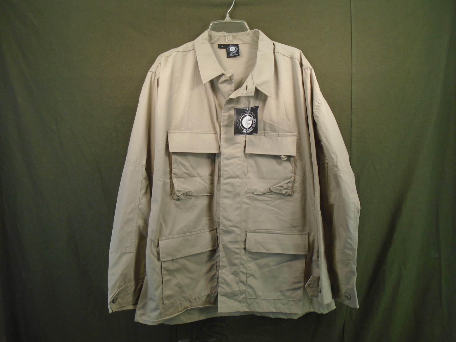 US Military Style Genuine Gear Khaki Tactical Shirt Size Large Regular New 264-J
