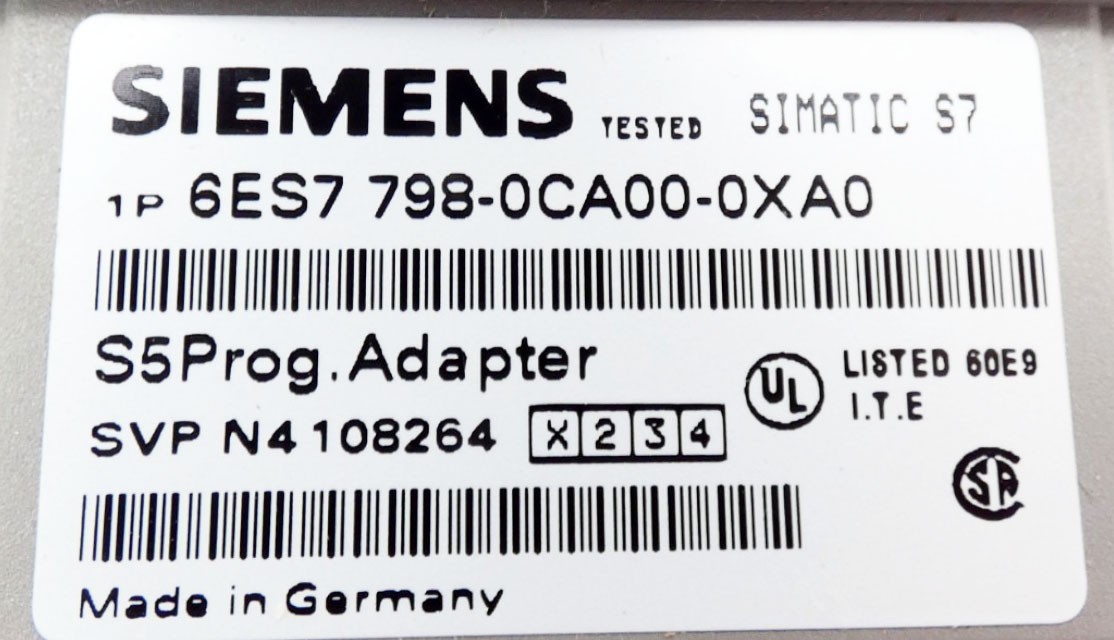 Siemens SIMATIC 6ES7798-0CA00-0XA0 E:01 S5 Programming Adapter -Unused/Original Packaging-