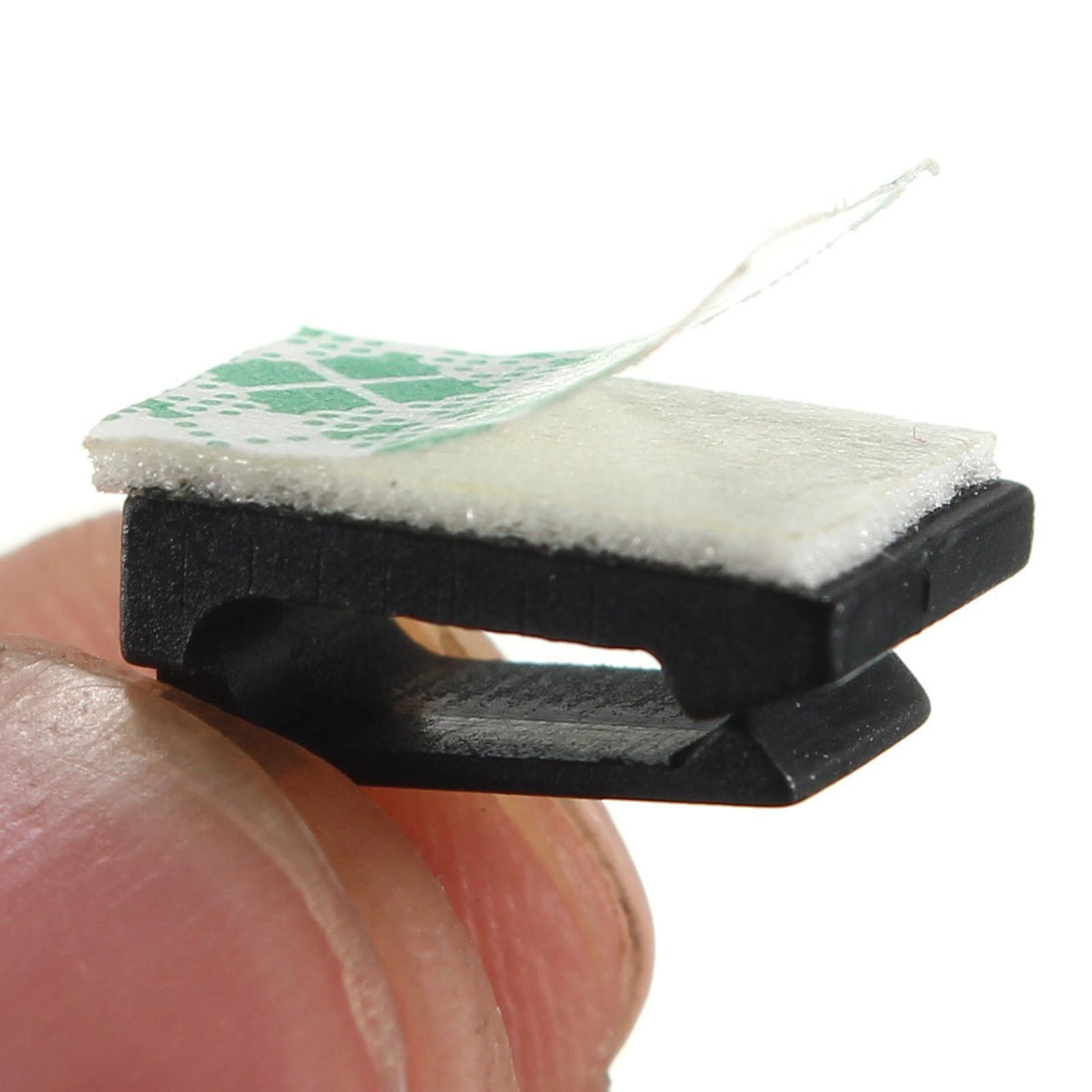 30Pcs Wire Clip Black Car Tie Rectangle Cable Holder Mount Clamp Self Adhesive I