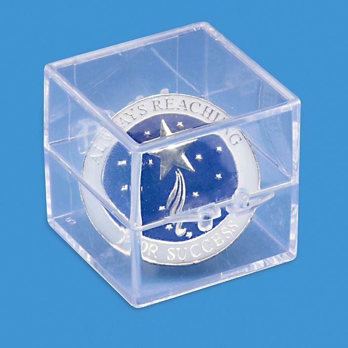 1" x 1" x 1" Clear Plastic Hinged Storage Box Cube Beads Jewelry Tote Container