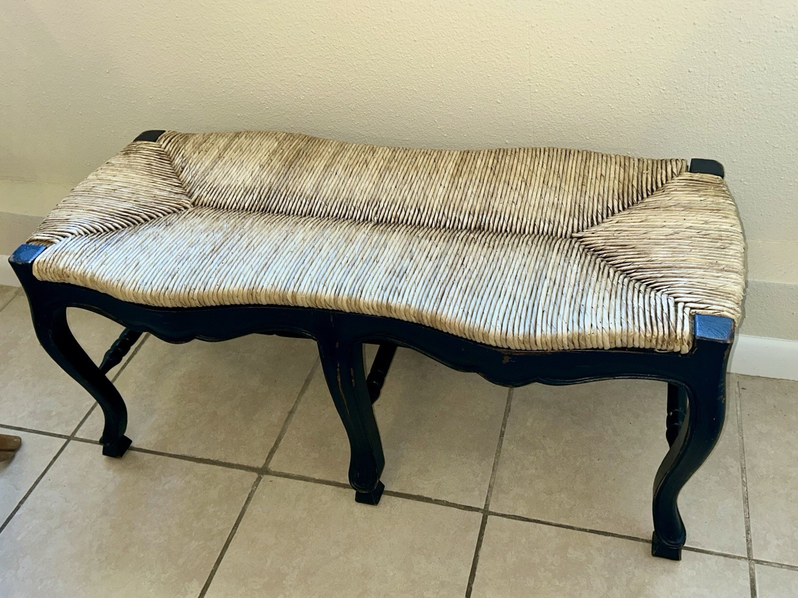Early 20th Century French provincial Rush Seat Bench