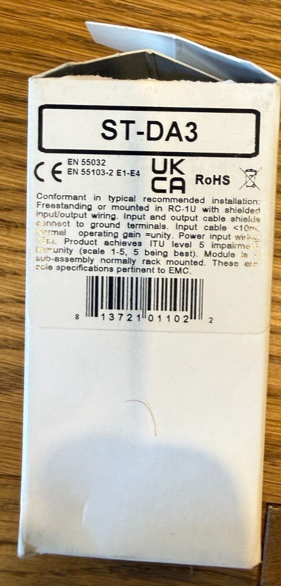 NEW - Radio Design Labs RDL Stick-On ST-DA3 Audio Distribution Amplifier