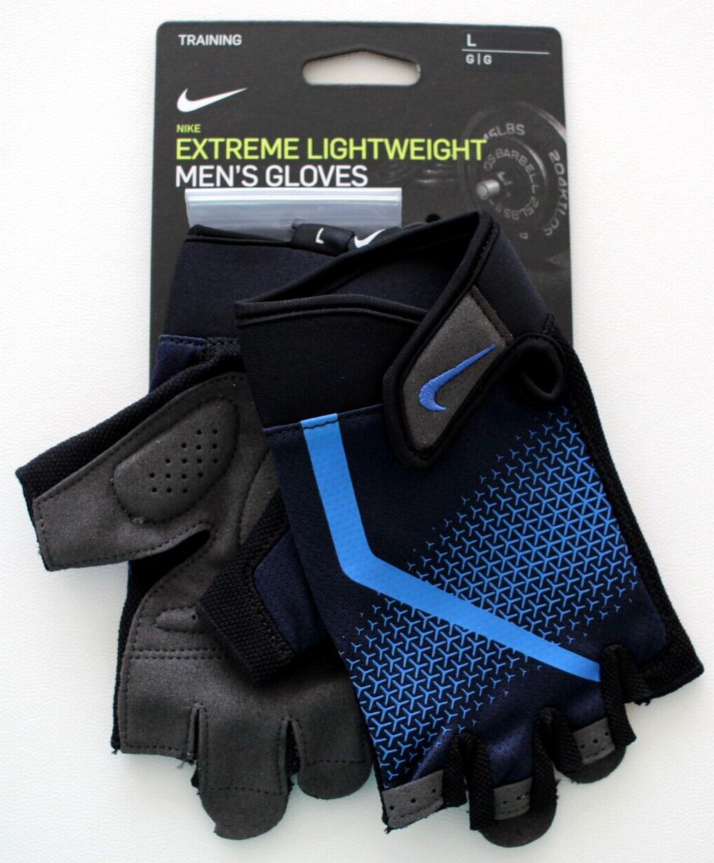 Nike Mens Extreme Fitness Gloves Obsidian/LT Photo Blue Mens Large