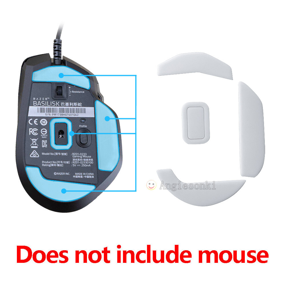 2 Sets White Rounded Curved Mouse Feet Skates for Basilisk X Hyperspeed mouse