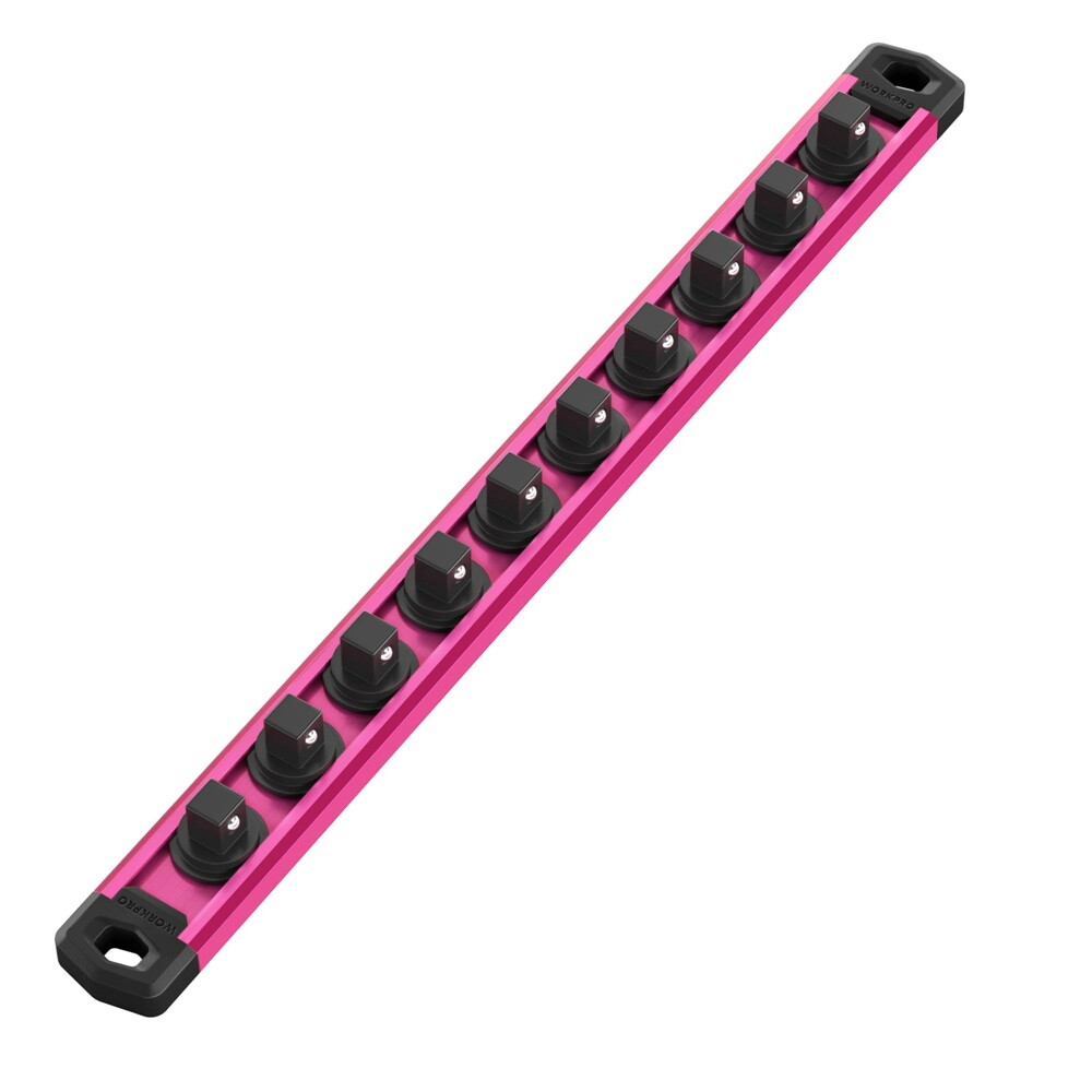 WORKPRO 3/8" Dr Heavy Duty Magnetic Socket Organizer Socket Holder Rack 10 Clips