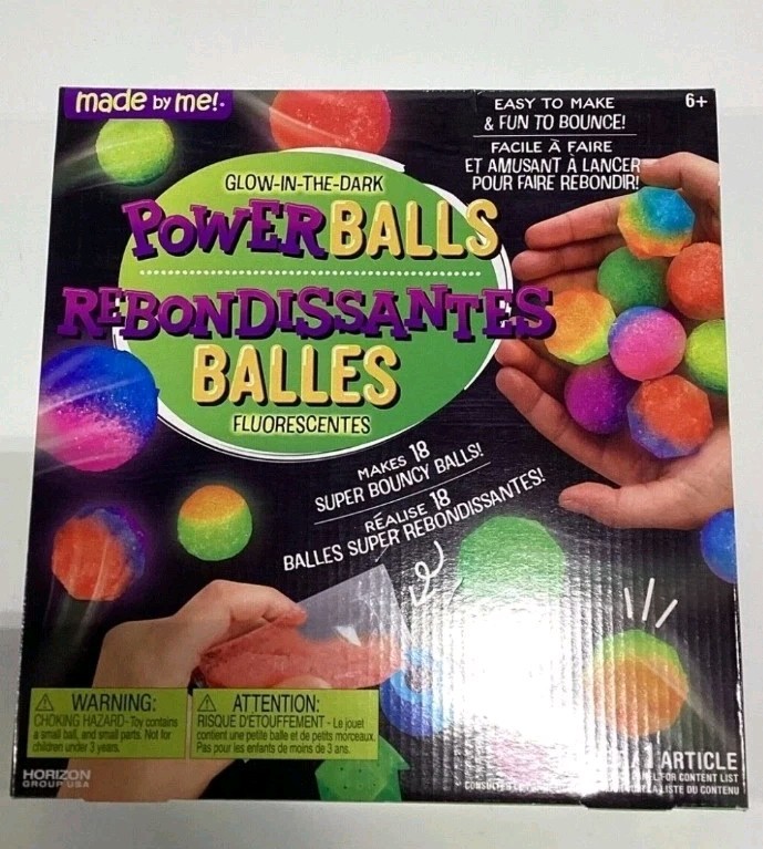 Made By Me Glow In The Dark Fluorescent Power Balls Kids Kit Fun Gift NEW