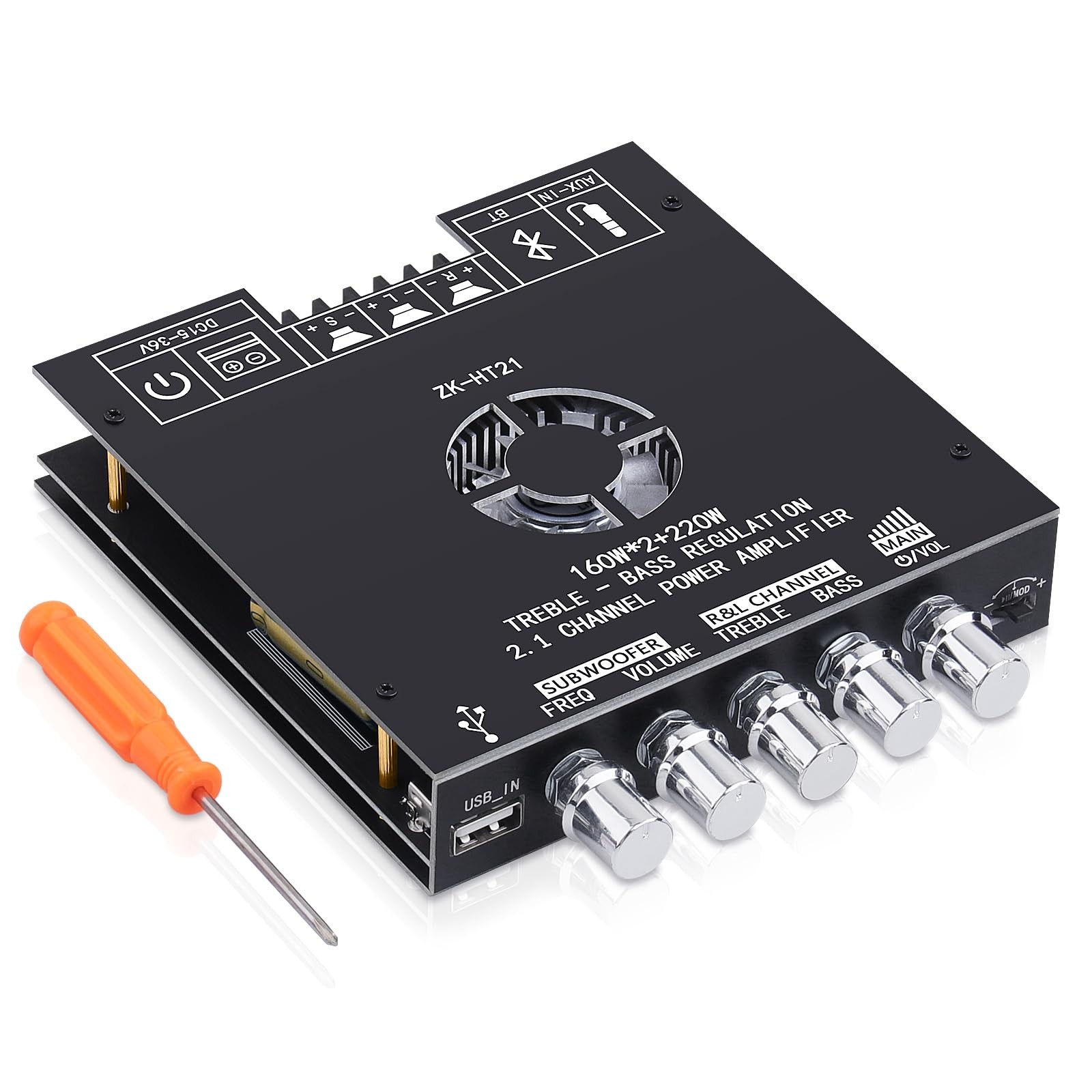 ZK-HT21 Bluetooth Amplifier Board 160W×2+220W Subwoofer 2.1 Channel Audio...
