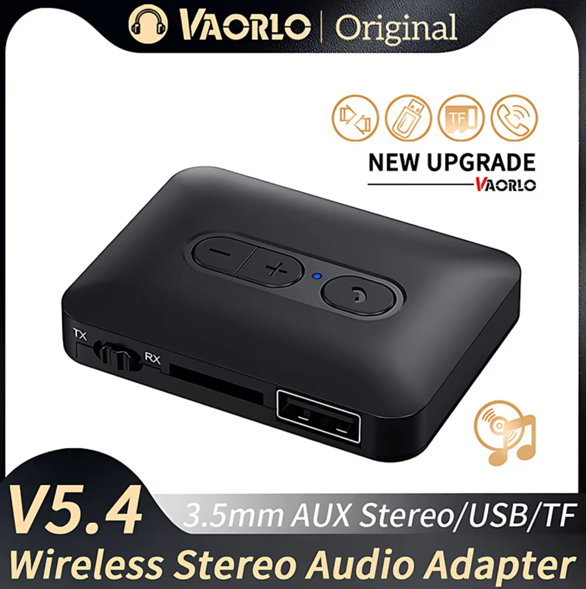 Bluetooth 5.4 Audio Receiver Transmitter USB U-Disk TF Card Play 3.5MM AUX