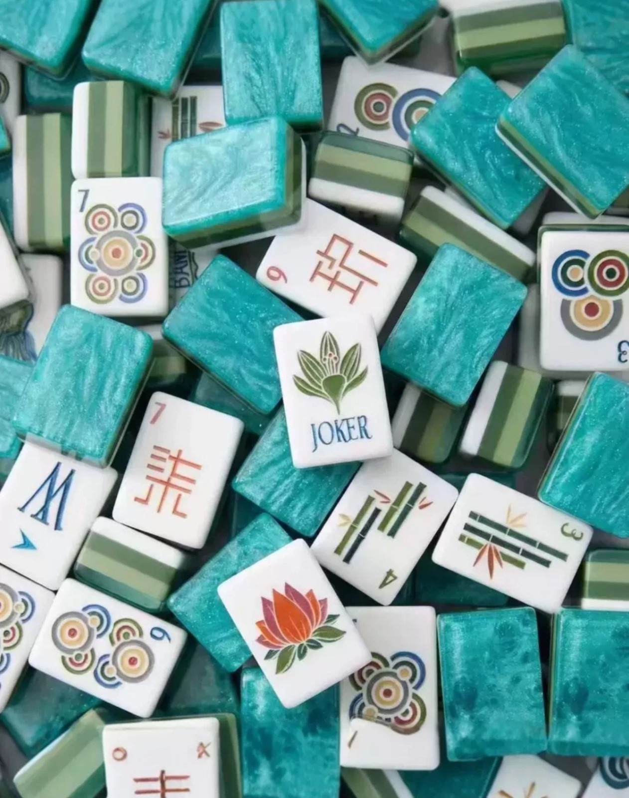 Brand-new high-end blue mahjong tile set, 160 tiles + free storage bag