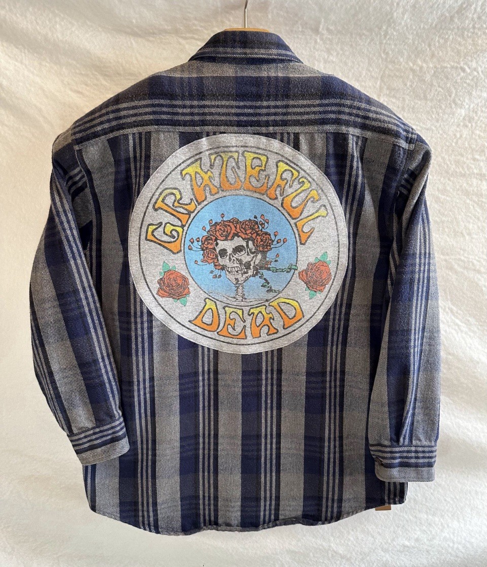 Grateful Dead Upcycled Back Patch Heavy Weight Shacket Shirt Jacket Large