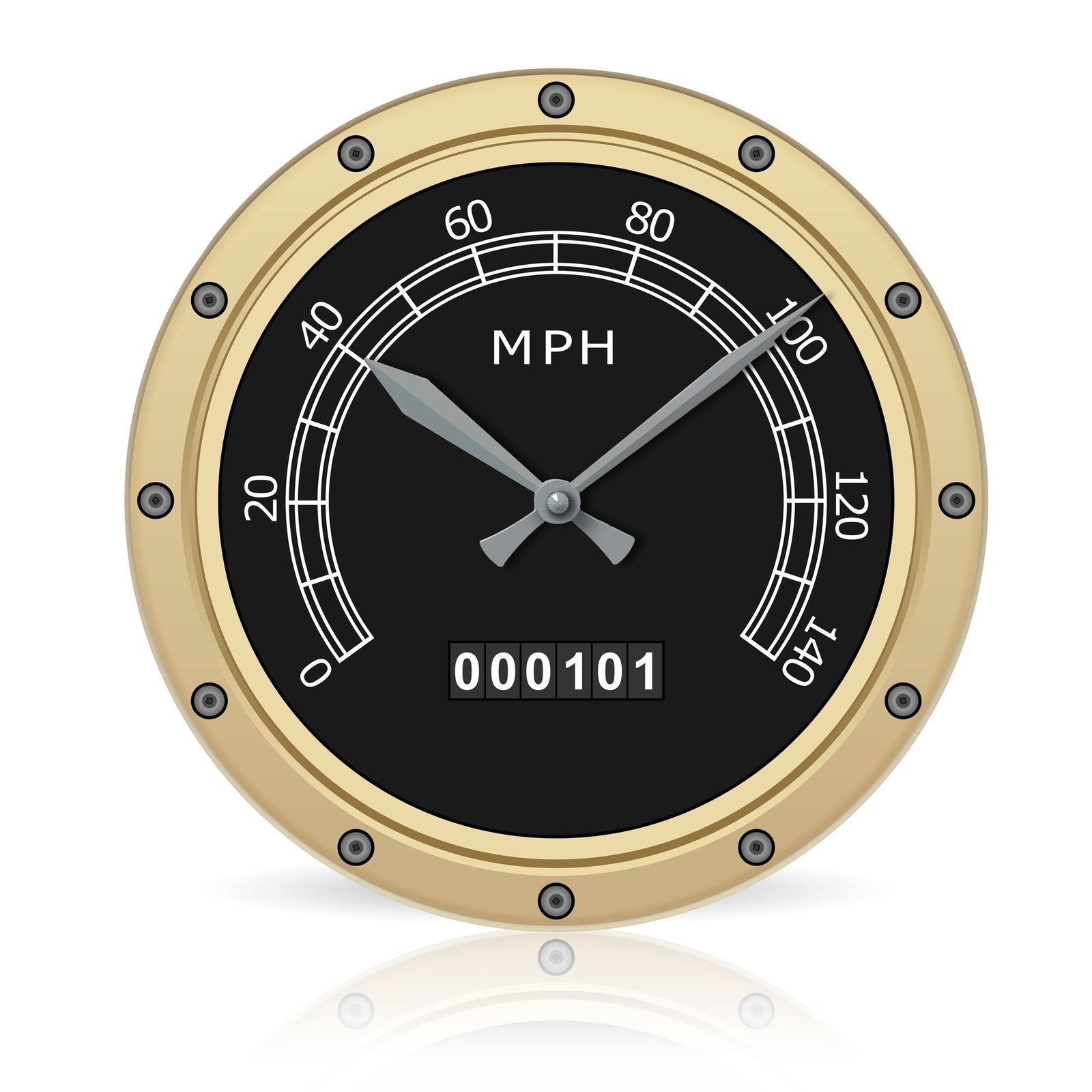 Speedometer br Round Acrylic Wall Clock 10.75"