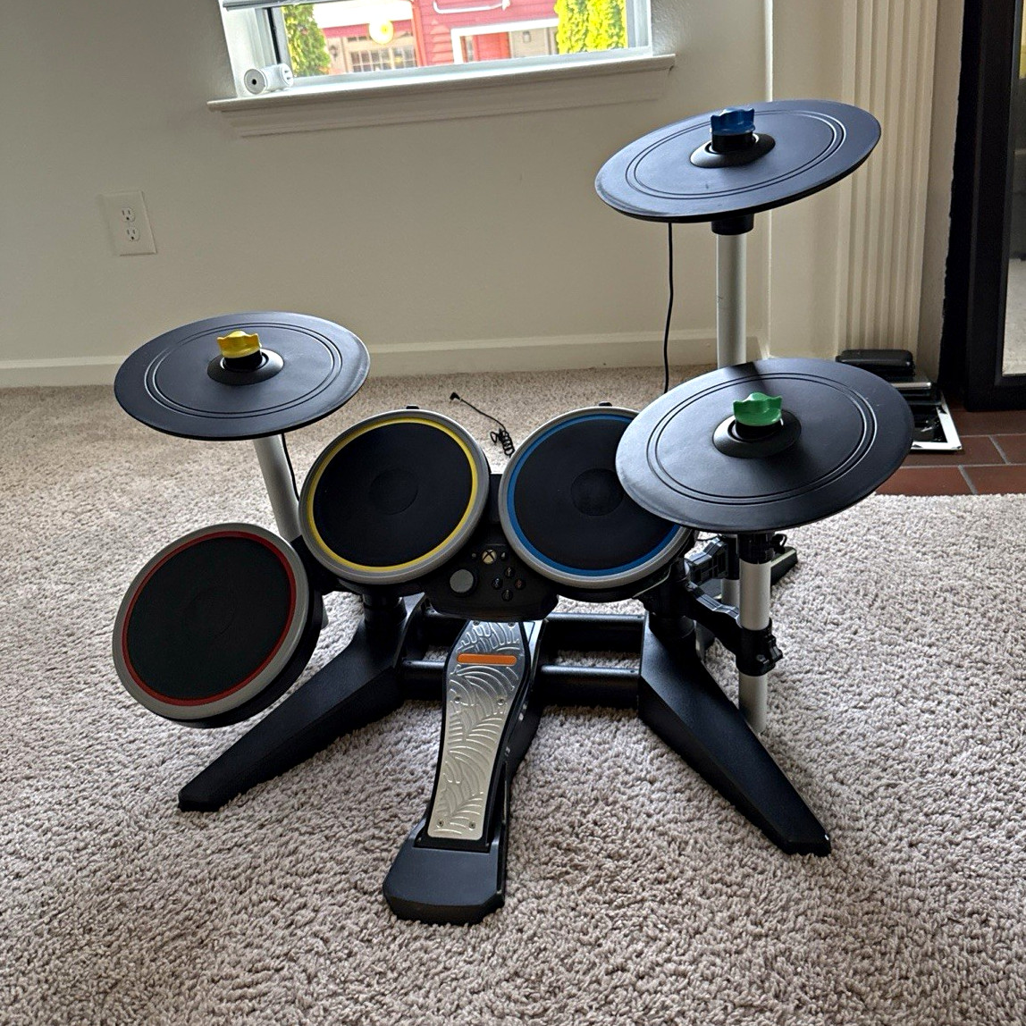 Video Game Drum Controller Set Bundle with Drum Set and Foot Pedal