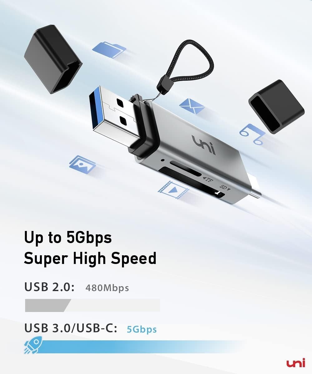 uni USB 3.0/USB C to Micro SD Memory Card Adapter for SD/Micro SD/SDHC/SDXC/MMC