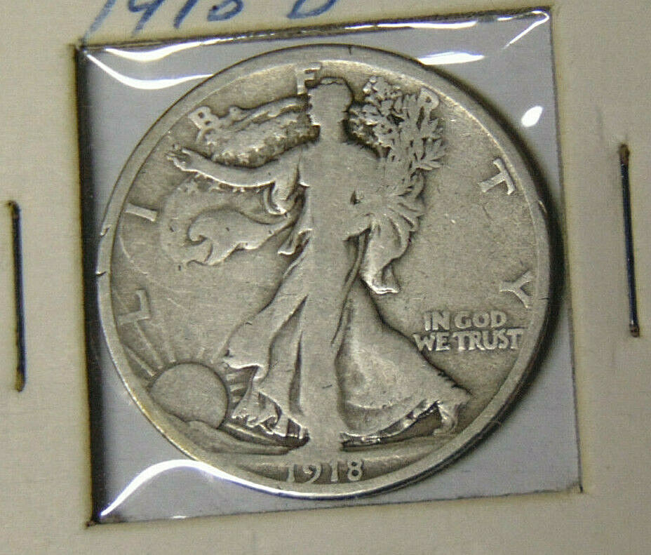 1918-D Walking Liberty Half Dollar Full Rims and Date Denver Mint (4921)