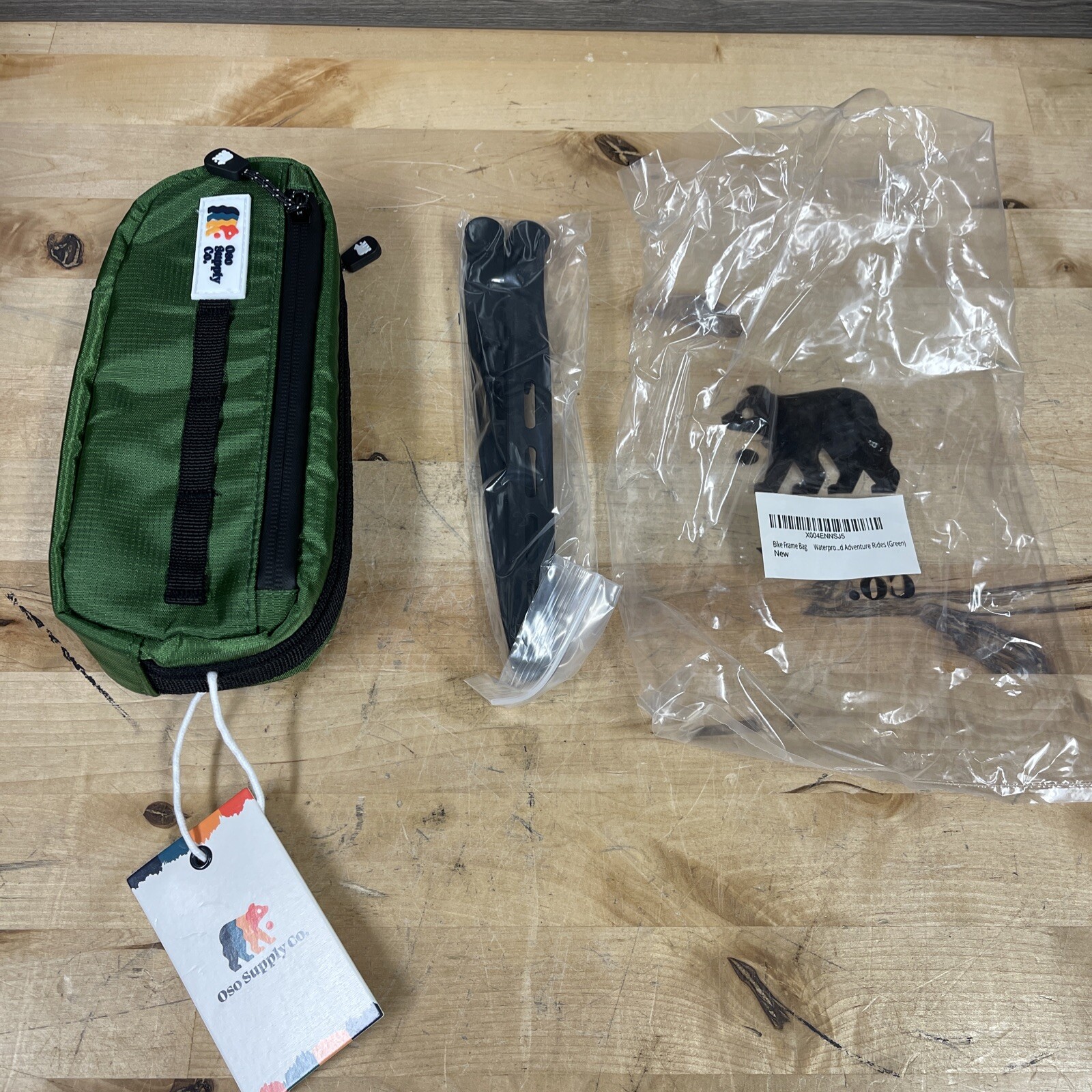 Oso Supply Waxed Canvas Bike Frame Bag Waterproof Zippers Dual Storage Green New