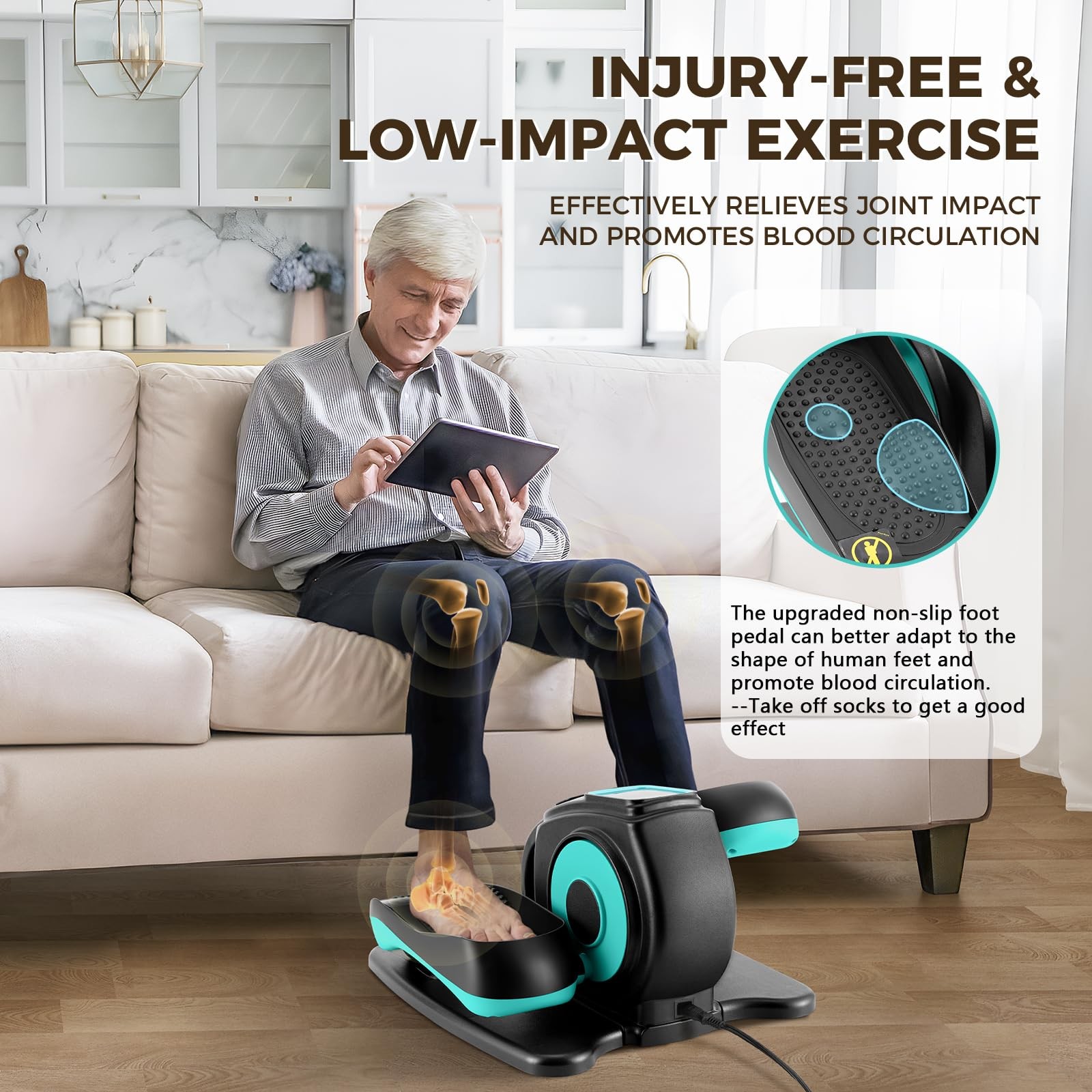 Under Desk Elliptical Machine, Compact Seated Pedal Exerciser with Remote