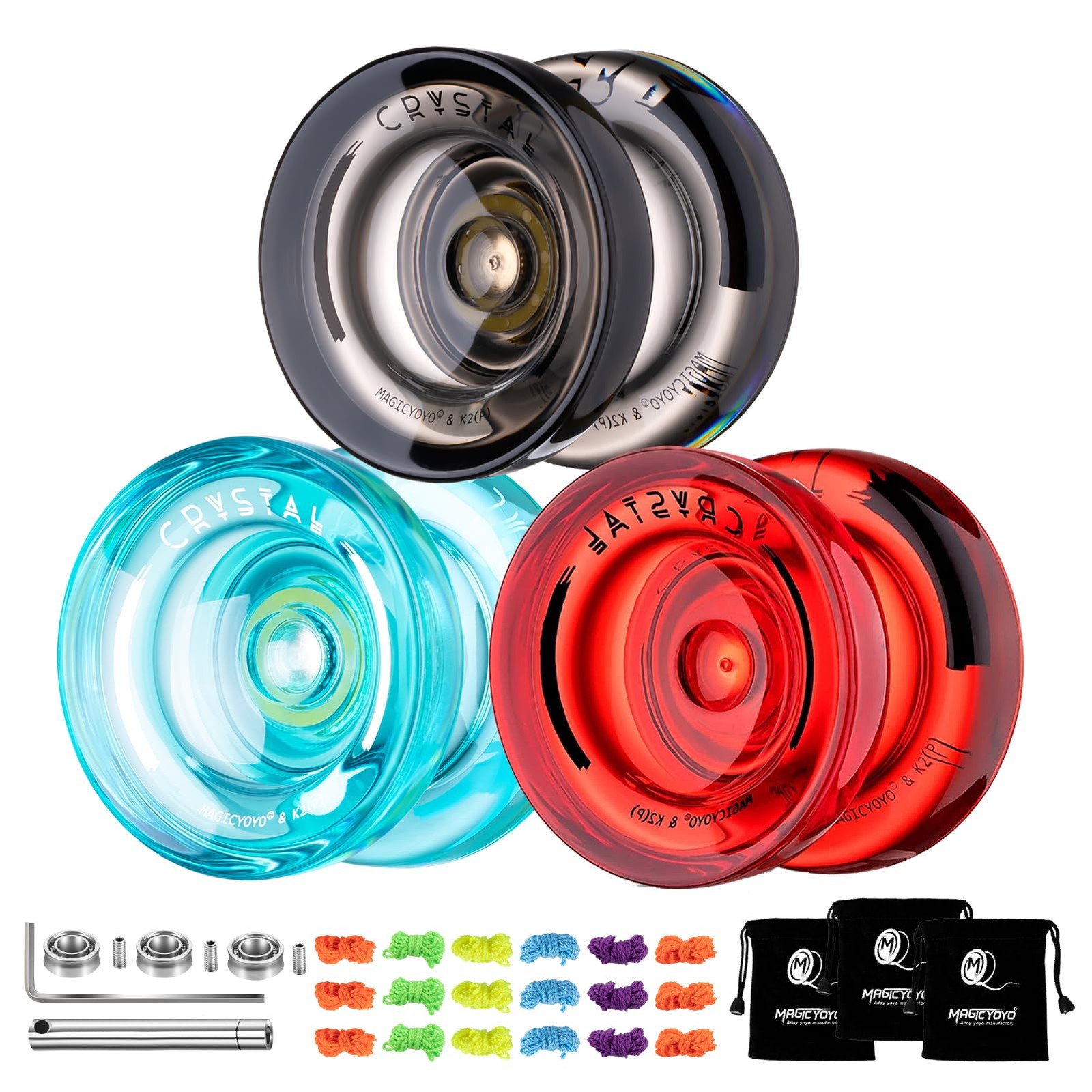 3 Pack Yoyo K2 Crystal: Responsive for Kids Beginners, Dual Function with Rep...