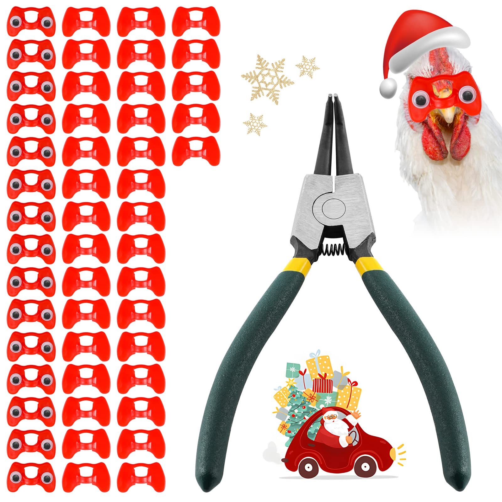 Proshine 50 Pcs Pinless Peepers with Stickers, Pliers for Chickens, Pheasant ...