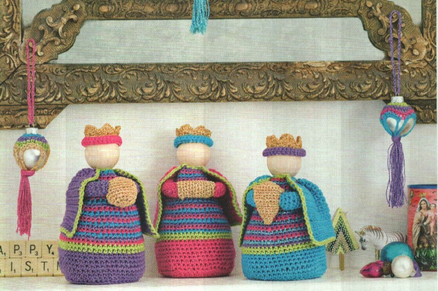 MERRY & BRIGHT THREE WISE MEN & ORNAMENTS CHRISTMAS CROCHET PATTERN INSTRUCTIONS