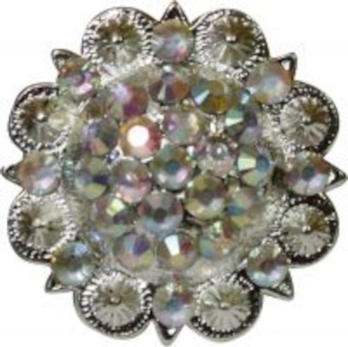 SILVER CONCHO with Showman Crystal Rhinestones 1 1/2" Diameter