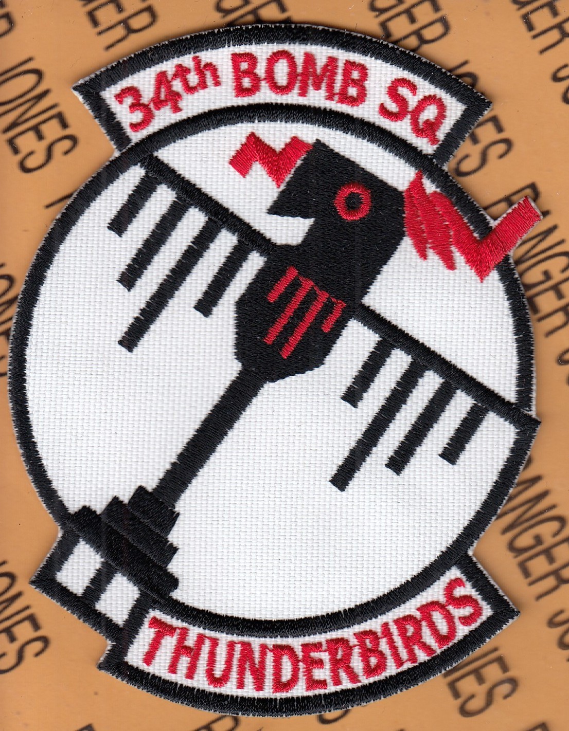 USAF Air Force 34th Bomb Squadron BS THUNDERBIRDS ~4.5" patch c/e