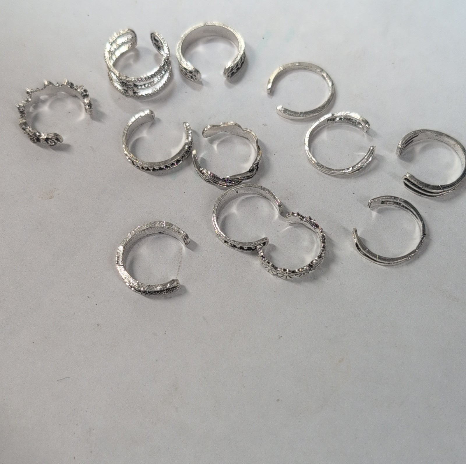 Silver Tone Adjustable Metal Toe Rings Band Style Set No Stones Assorted Designs