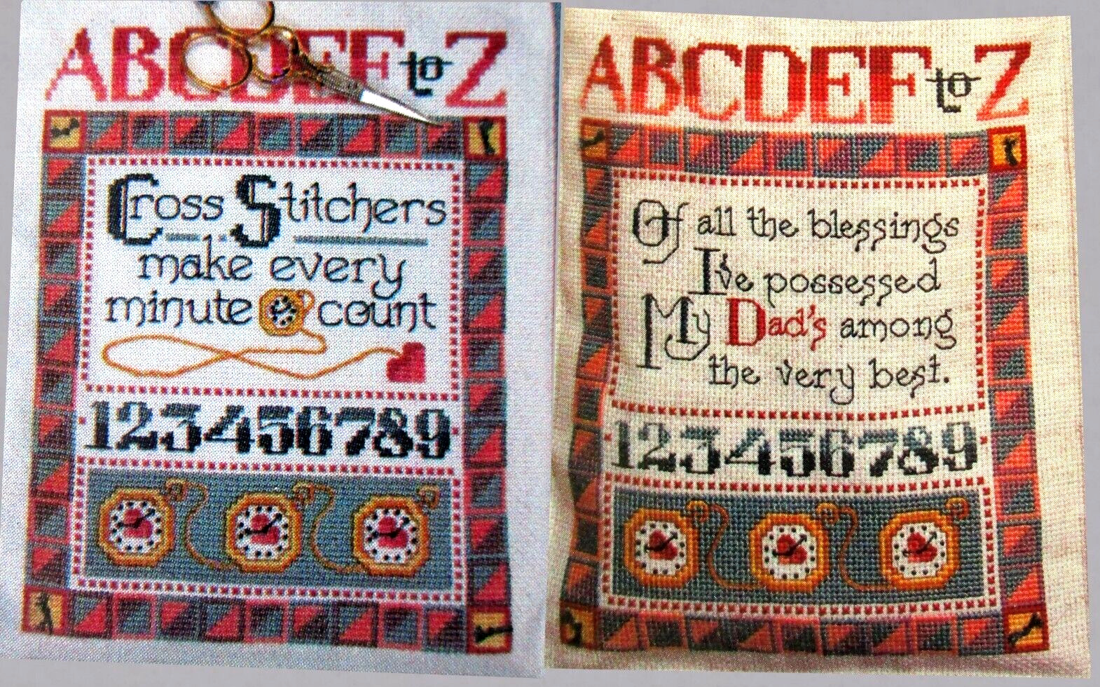 Stitchers Make Minutes Count My Dad Is Best 2 CROSS STITCH PATTERNS
