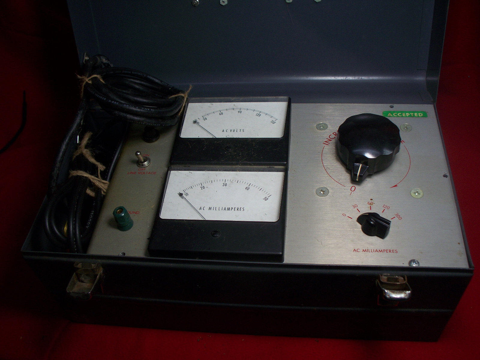 jefferson variable luminous tube load tester 0 to 120 volts ac