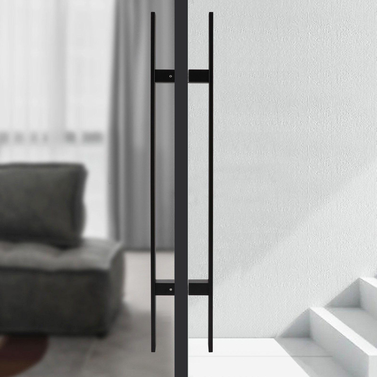 Stainless Steel Double Sided Push Pull Door Handle, H-shaped Door Pull Handle