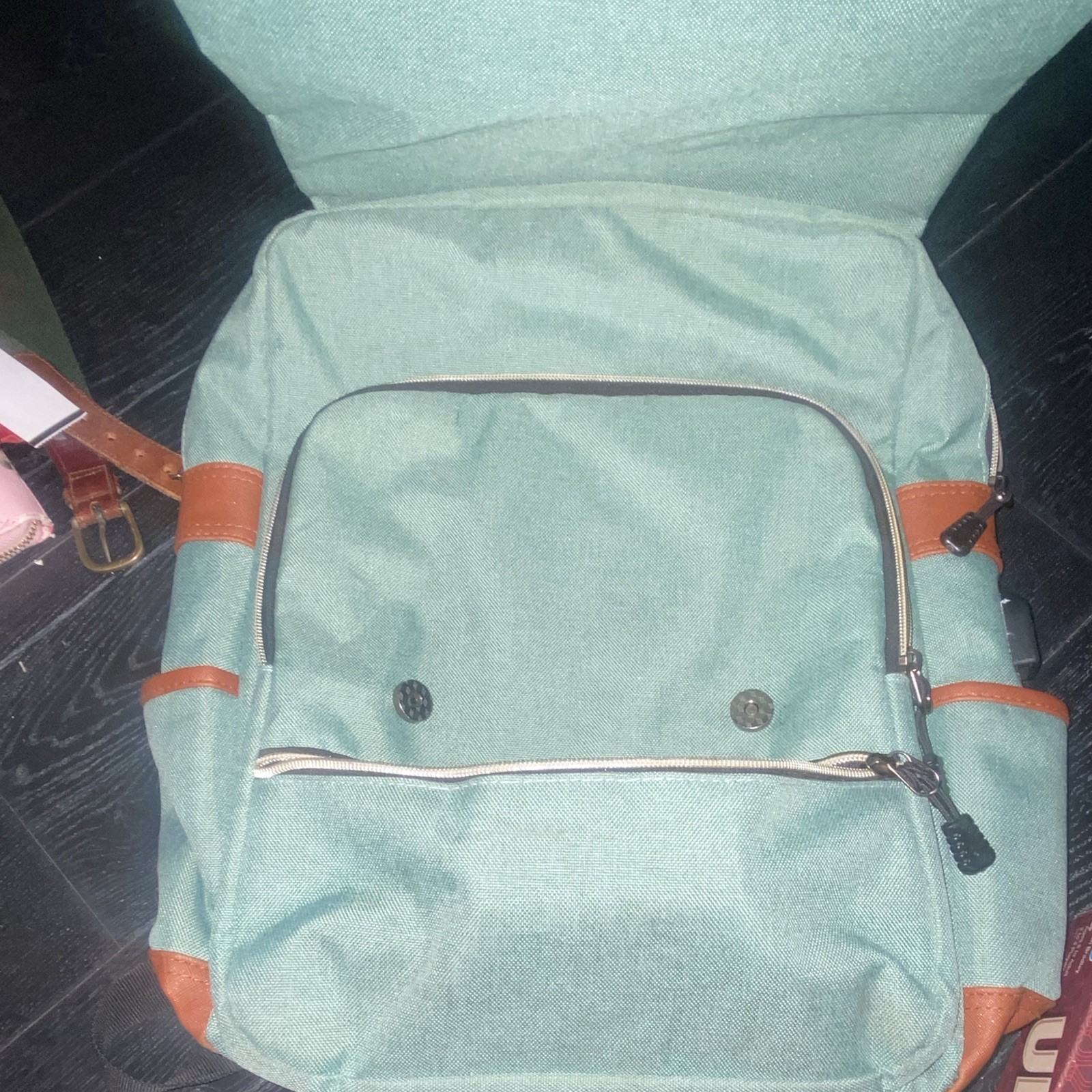 Green Canvas Hiking Backpack w/ Buckle Closure, Adjustable Straps, Pockets