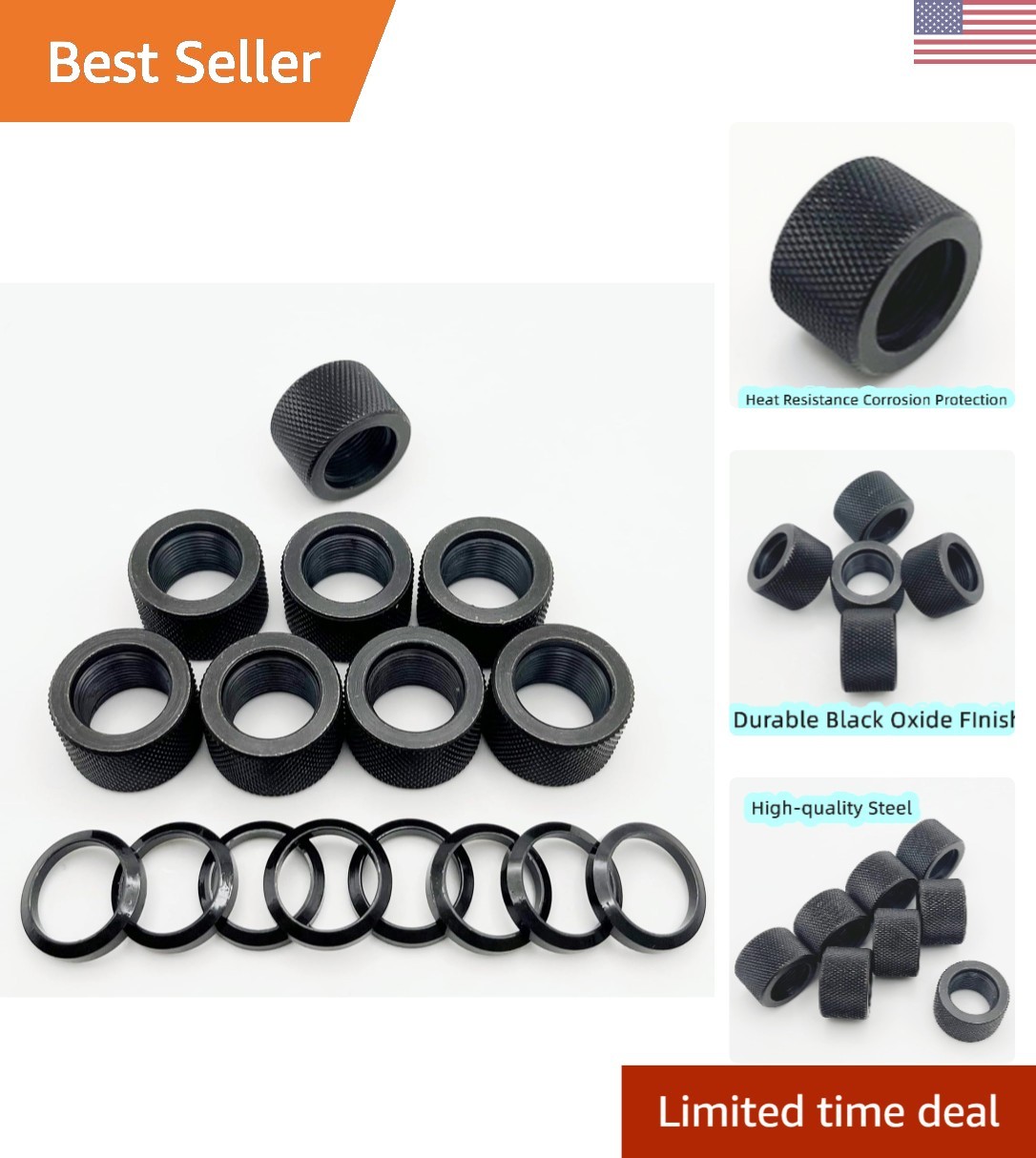 Precision CNC Thread Protectors for 5/8-24 - 8 Pack with User-Friendly Grip