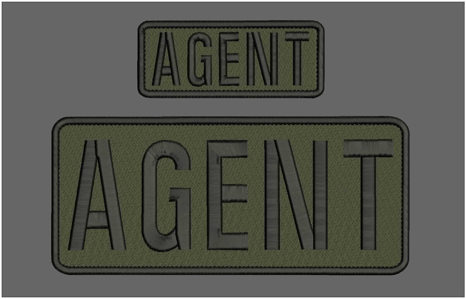 AGENT EMBROIDERY PATCH 10X4 AND 5X2 HOOK ON BACK RANGER GREEN/BLACK